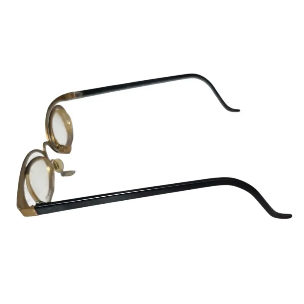 Vintage Theo Belgium Eyeglasses Gold & Black Oval Avant-Garde Frames